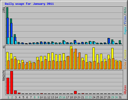 Daily usage for January 2011